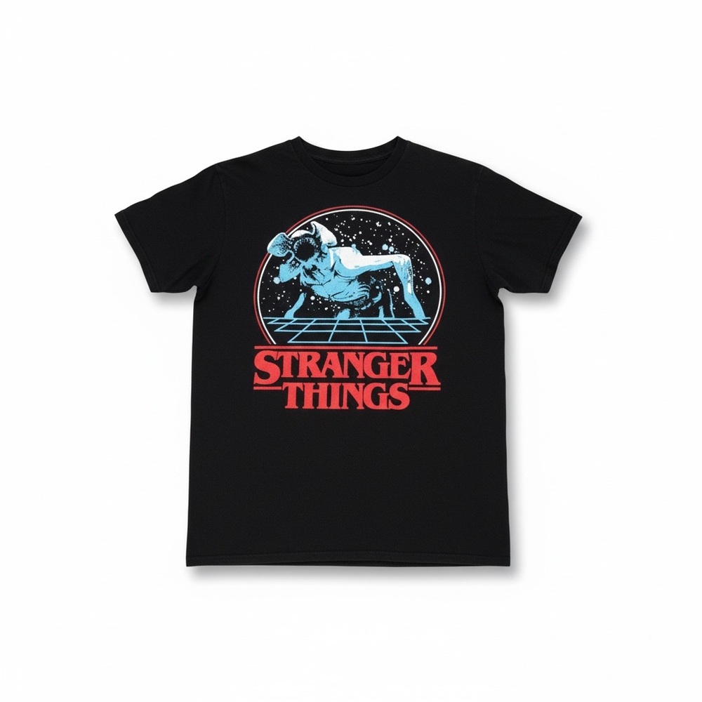 Stranger Things Black Graphic Short Sleeve Tee Vintage Styling